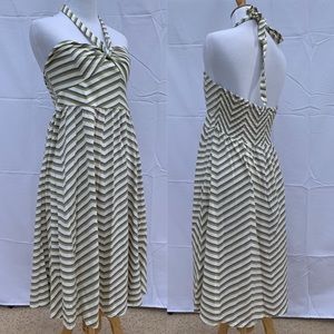 Yellow, Gray, and White Zigzag Striped Dress